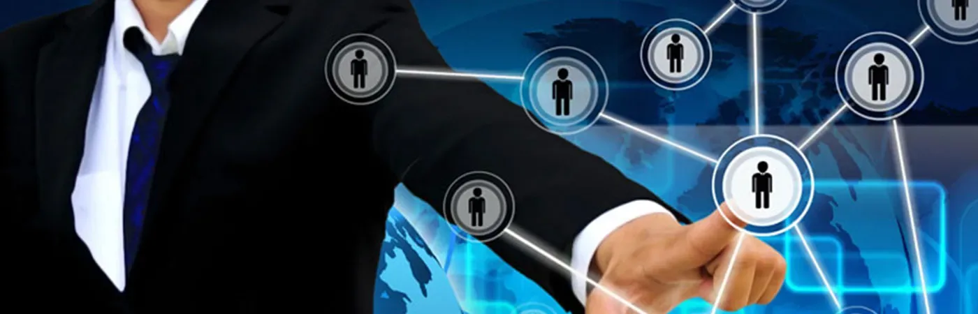 Businessperson pointing at a candidate